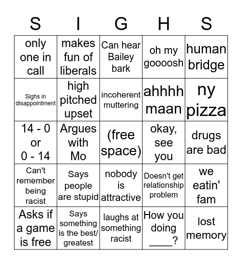 Austin SIGHS Bingo Card
