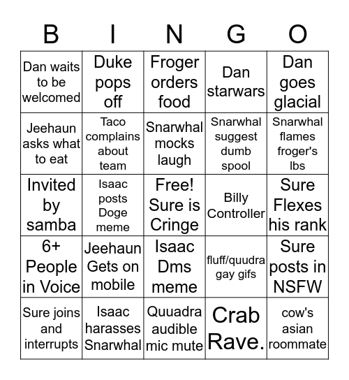 Spool Bingo Card
