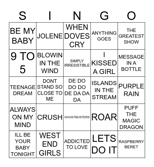 386 ARTISTS STARTING WITH THE LETTER P Bingo Card