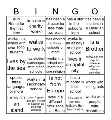 Find somebody who... Bingo Card