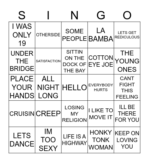 388 ARTISTS STARTING WITH THE LETTER R Bingo Card