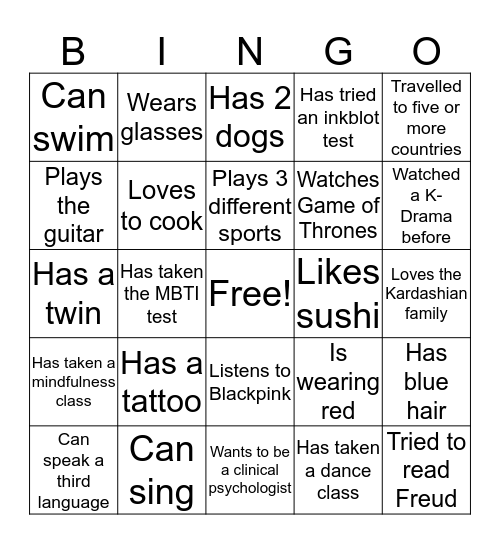 Welcome Tea Bingo Card