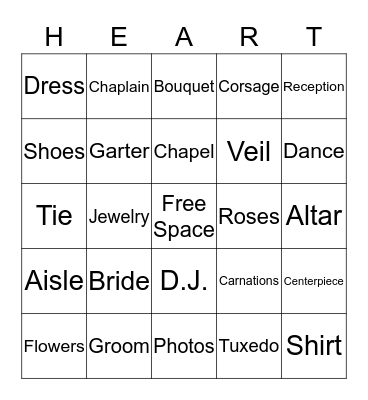 Wedding Shower Bingo Card