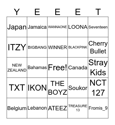 Jihoon's bee n go Bingo Card