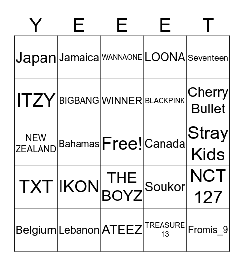 Jihoon's bee n go Bingo Card