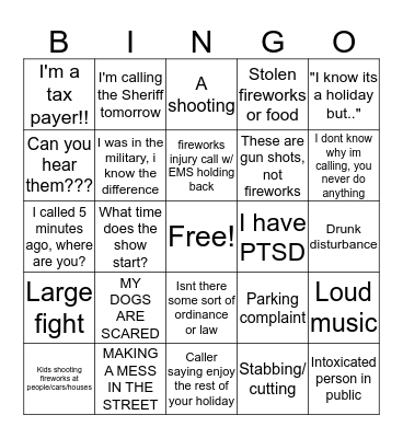 DISPATCH BINGO Card