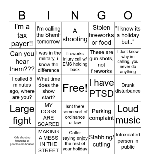 DISPATCH BINGO Card