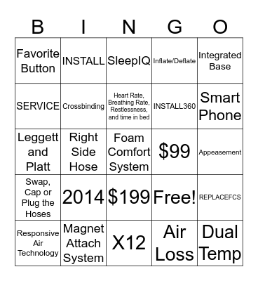 Sleep Number Bingo!!! Bingo Card