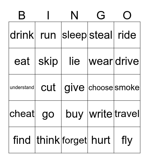 Past Participle Bingo Card