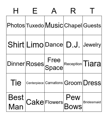 Wedding Shower Bingo Card