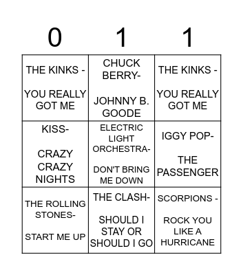 ROCK Bingo Card