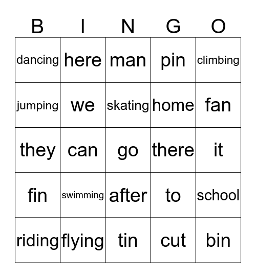 My School & Friends_Word Level Bingo Card