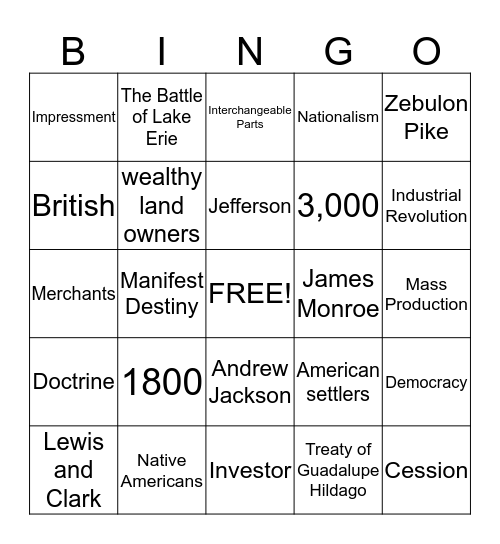 The Nation Grows Bingo Card