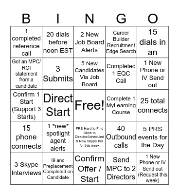 July Activity Bingo Card