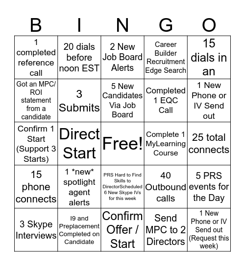 July Activity Bingo Card