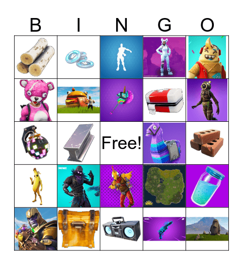 FORTNITE BINGO Card