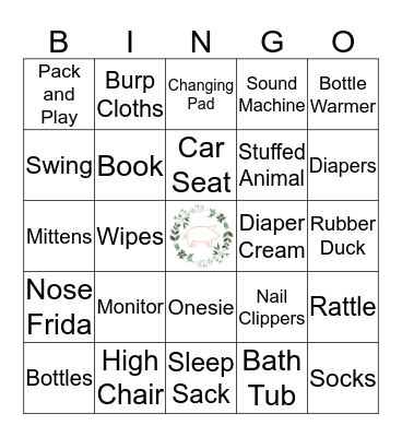 Baby Nicholson Bingo Card