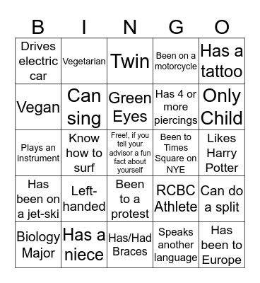 People BINGO Card