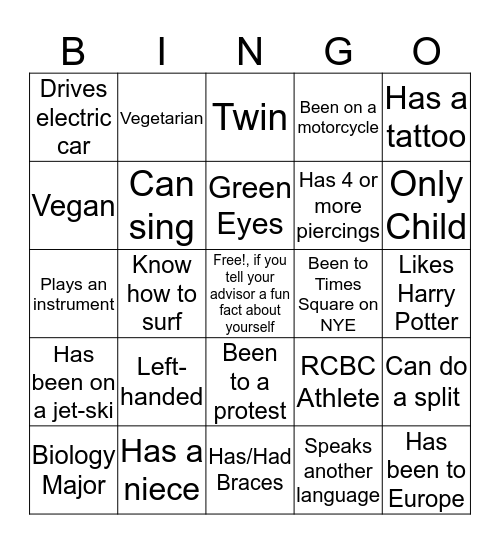 People BINGO Card
