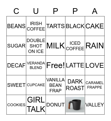 STARBUCKS CUPPA Bingo Card