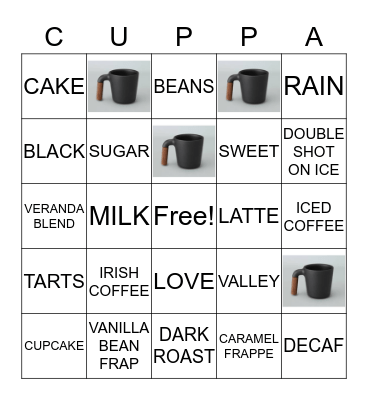 STARBUCKS CUPPA Bingo Card