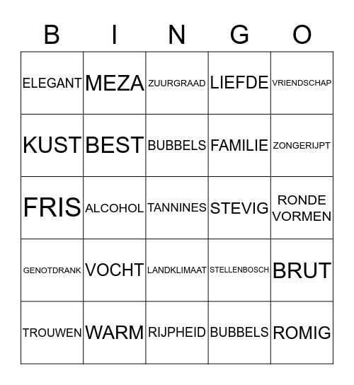 MAURINE'S WIJN BINGO Card