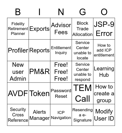 Tech Services Bingo Card