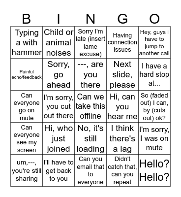 Conference Card  Bingo Card