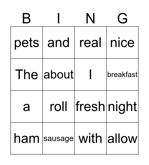 DIALOGUE "A GOOD SALAD" Bingo Card