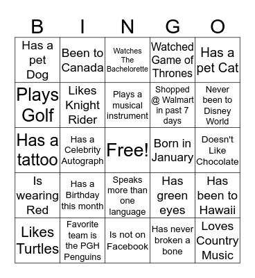 BINGO! Bingo Card