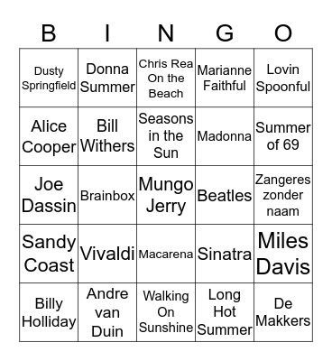 Lotus Muziekavond Bingo Card