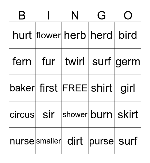 ER, IR, UR Triplets  Bingo Card