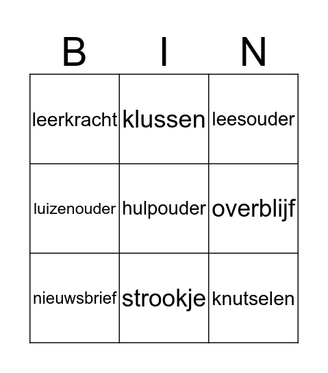 Meehelpen op school Bingo Card