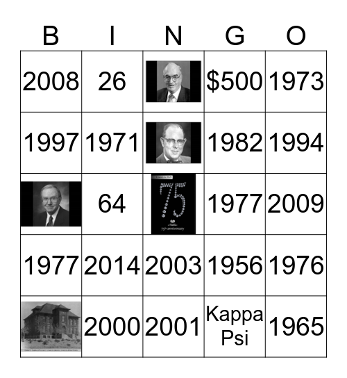 College of Pharmacy 75th Anniversary Bingo Card