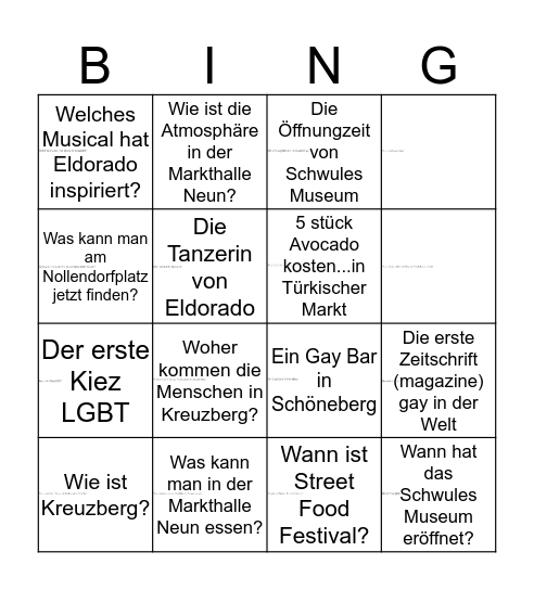 Berlin Bingo Card