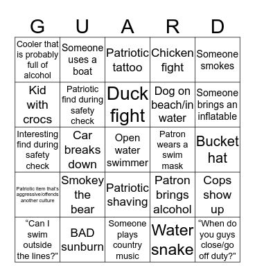 DAR 4th of July Bingo Card