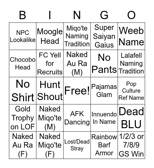 FFXIV Bingo Card