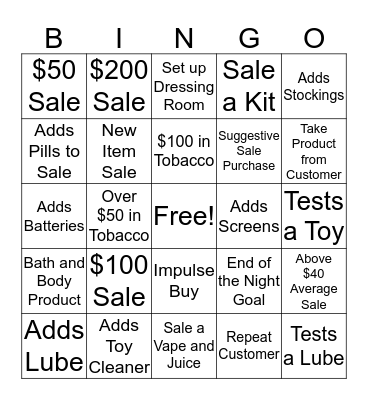 Frisky Fun Bingo Card