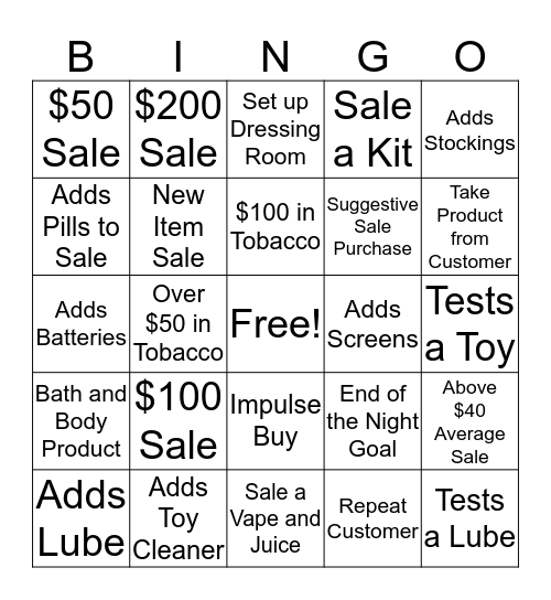 Frisky Fun Bingo Card