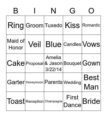 Bridal Shower Bingo Card