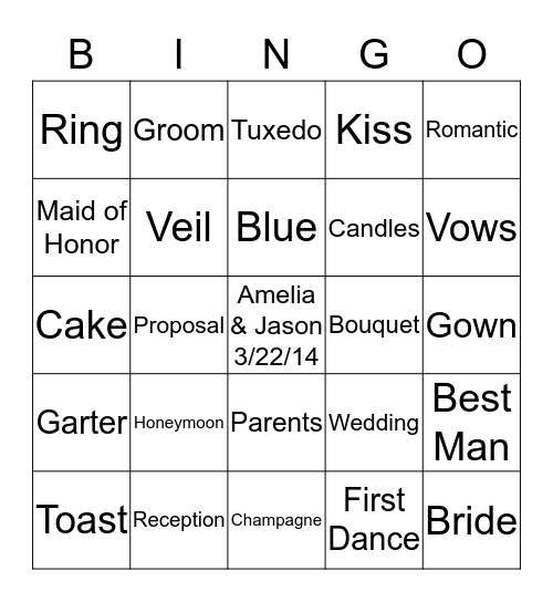 Bridal Shower Bingo Card