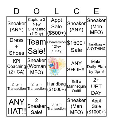 JULY OUTLET BINGO (Sales Manager) Bingo Card