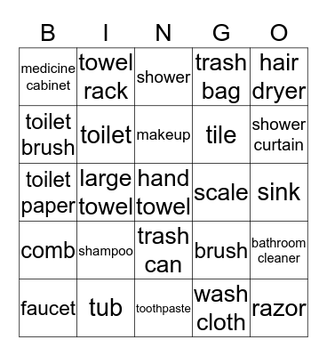 THINGS IN THE BATHROOM Bingo Card