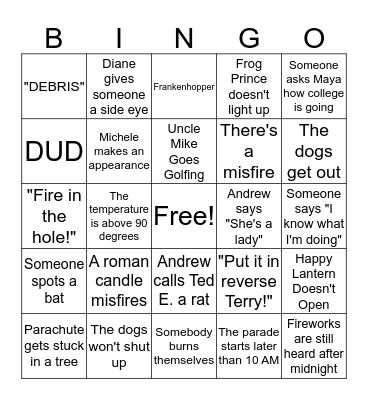 Fourth of July Bingo Card