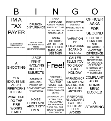 4TH OF JULY BINGO Card