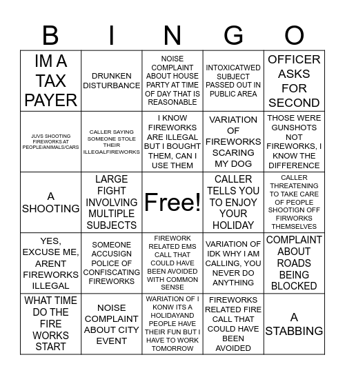 4TH OF JULY BINGO Card