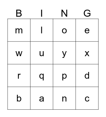 The Alphabet Bingo Card