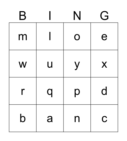 The Alphabet Bingo Card
