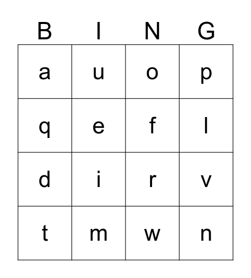The Alphabet Bingo Card