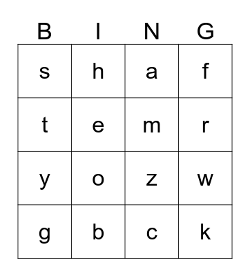 The Alphabet Bingo Card